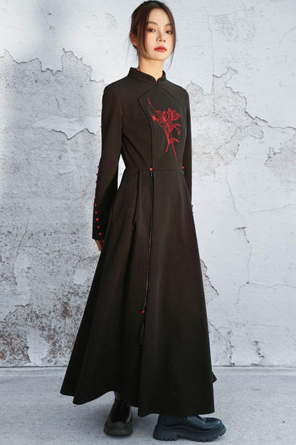 Stand Collar Flare Mode Dress