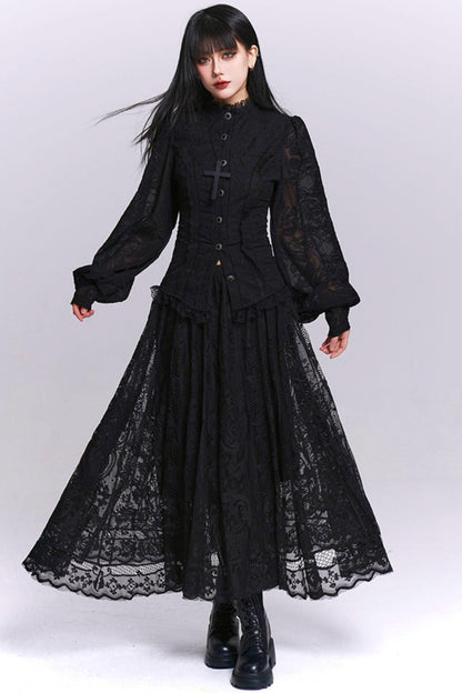 Dark Jacquard Gothic Blouse