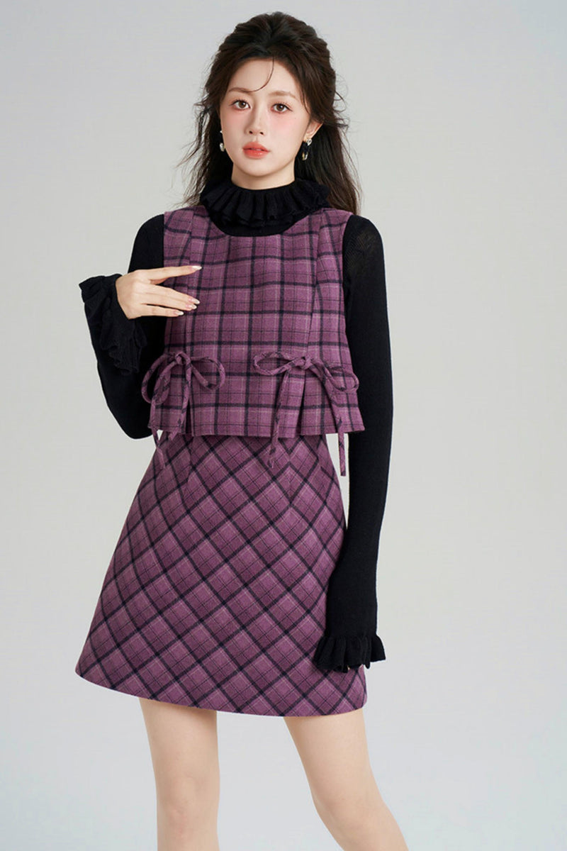 Check Vest Dress + Top