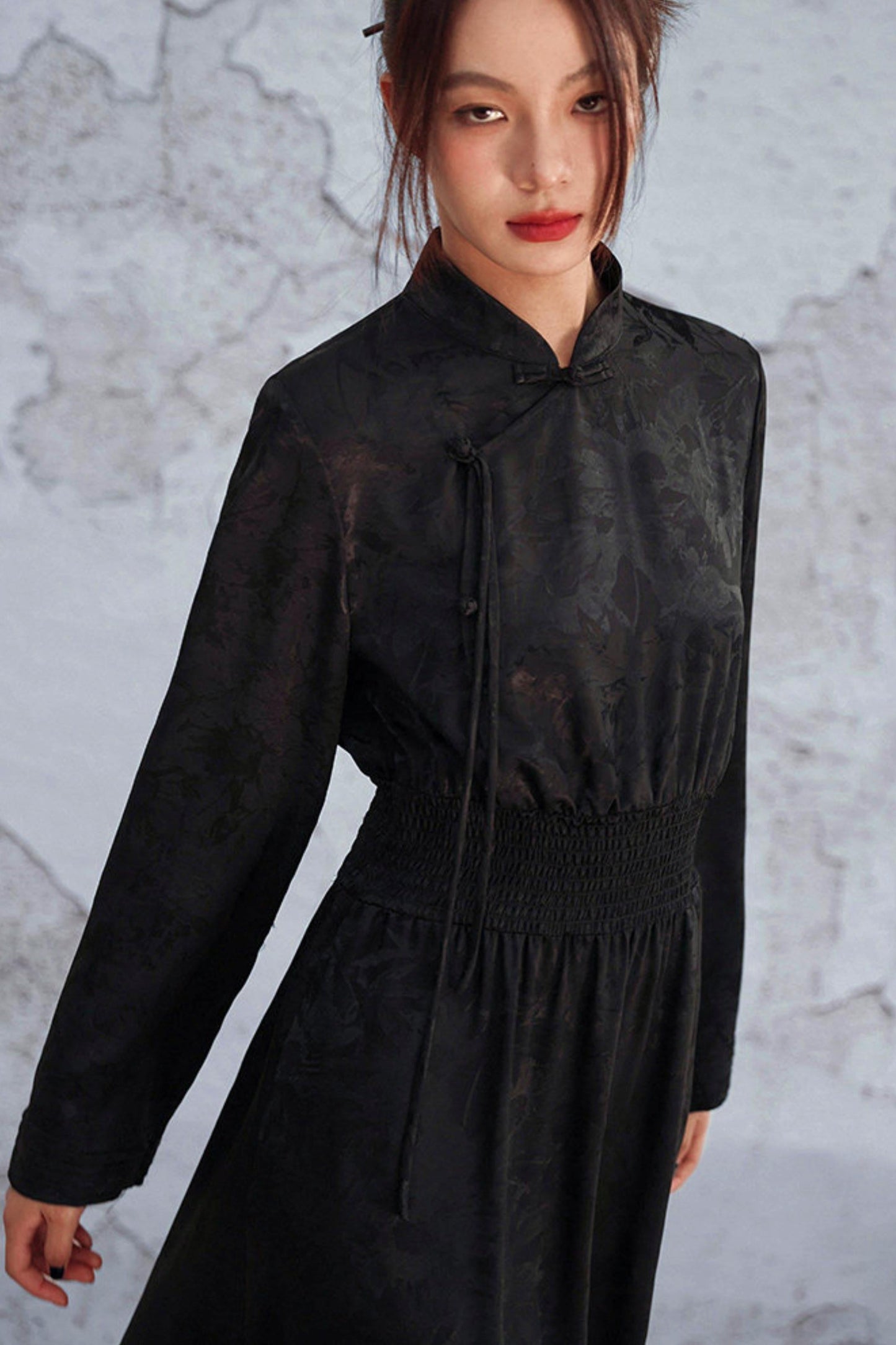 Jacquard Waist Cinched Dress