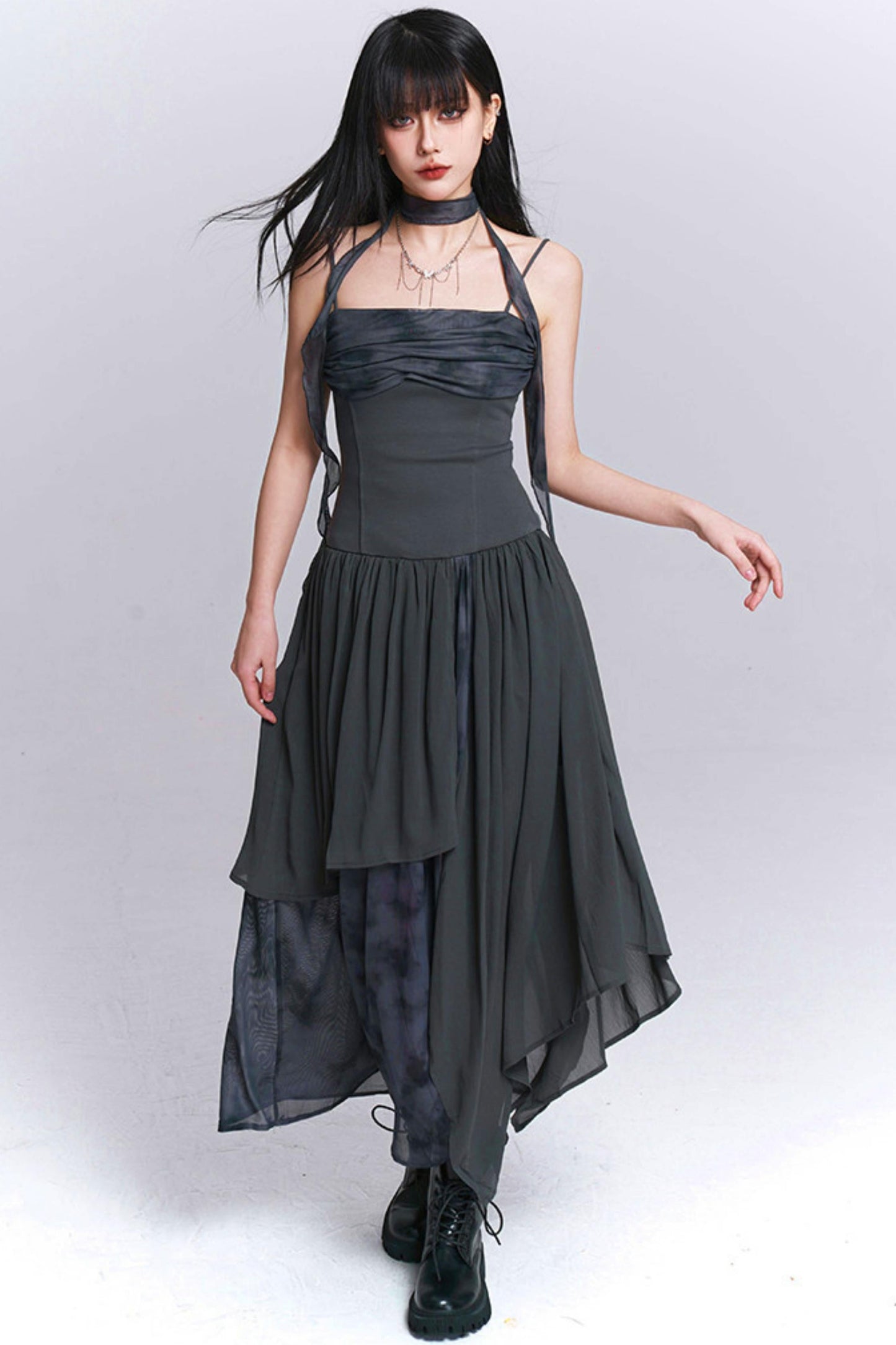 Dark Camisole Irregular Dress