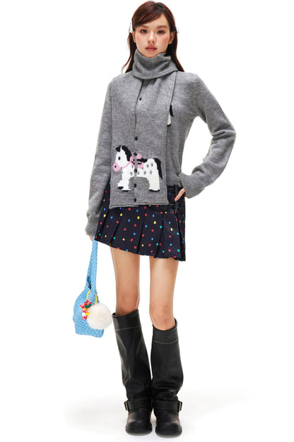 Little Horse Jacquard Sweater + Scarf