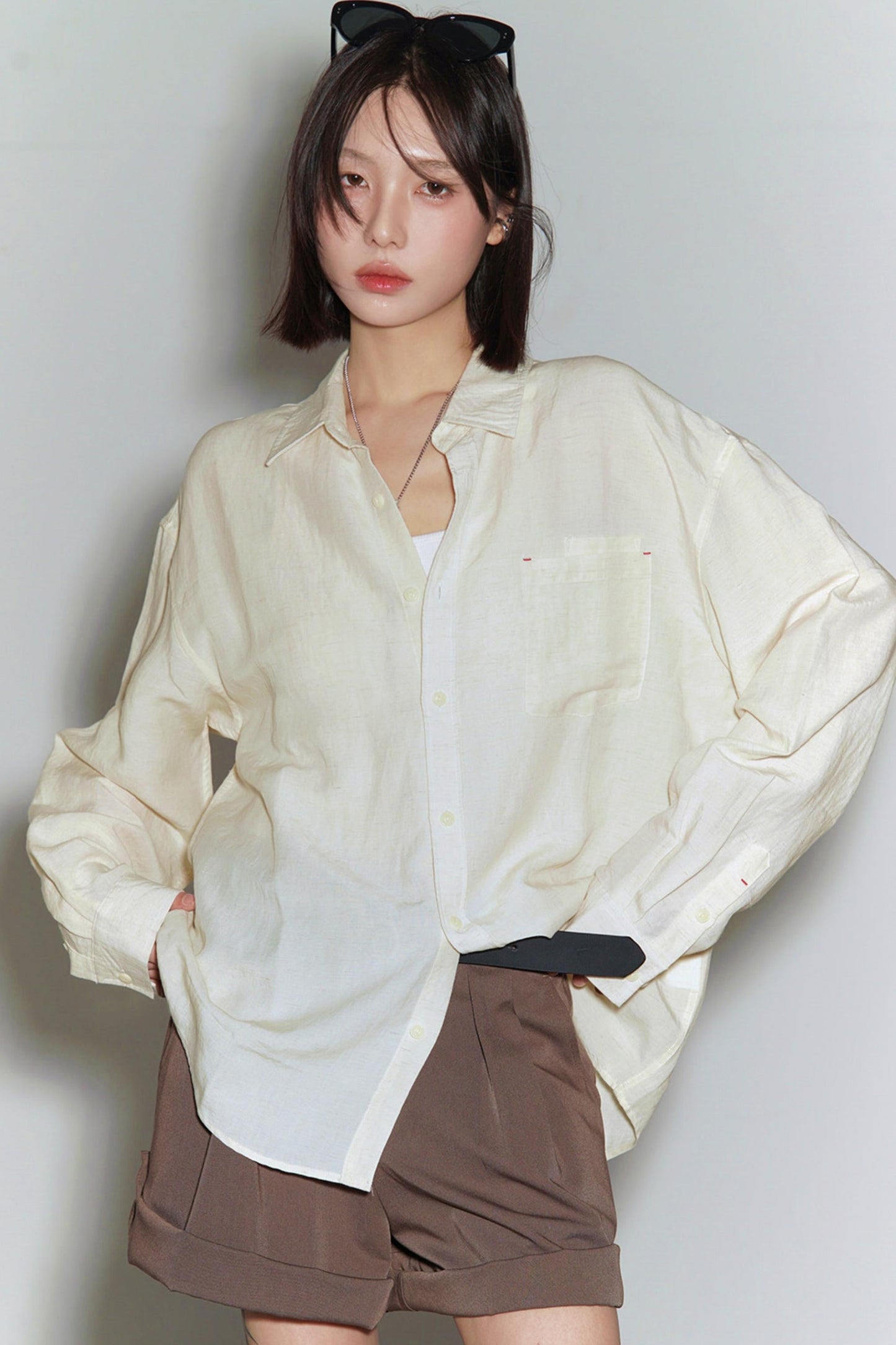 Cotton Linen Long Sleeve Blouse