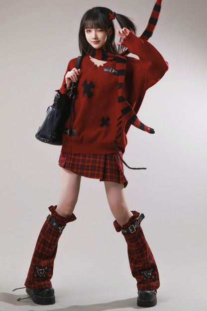 Leather Buckle Sweater + Scarf