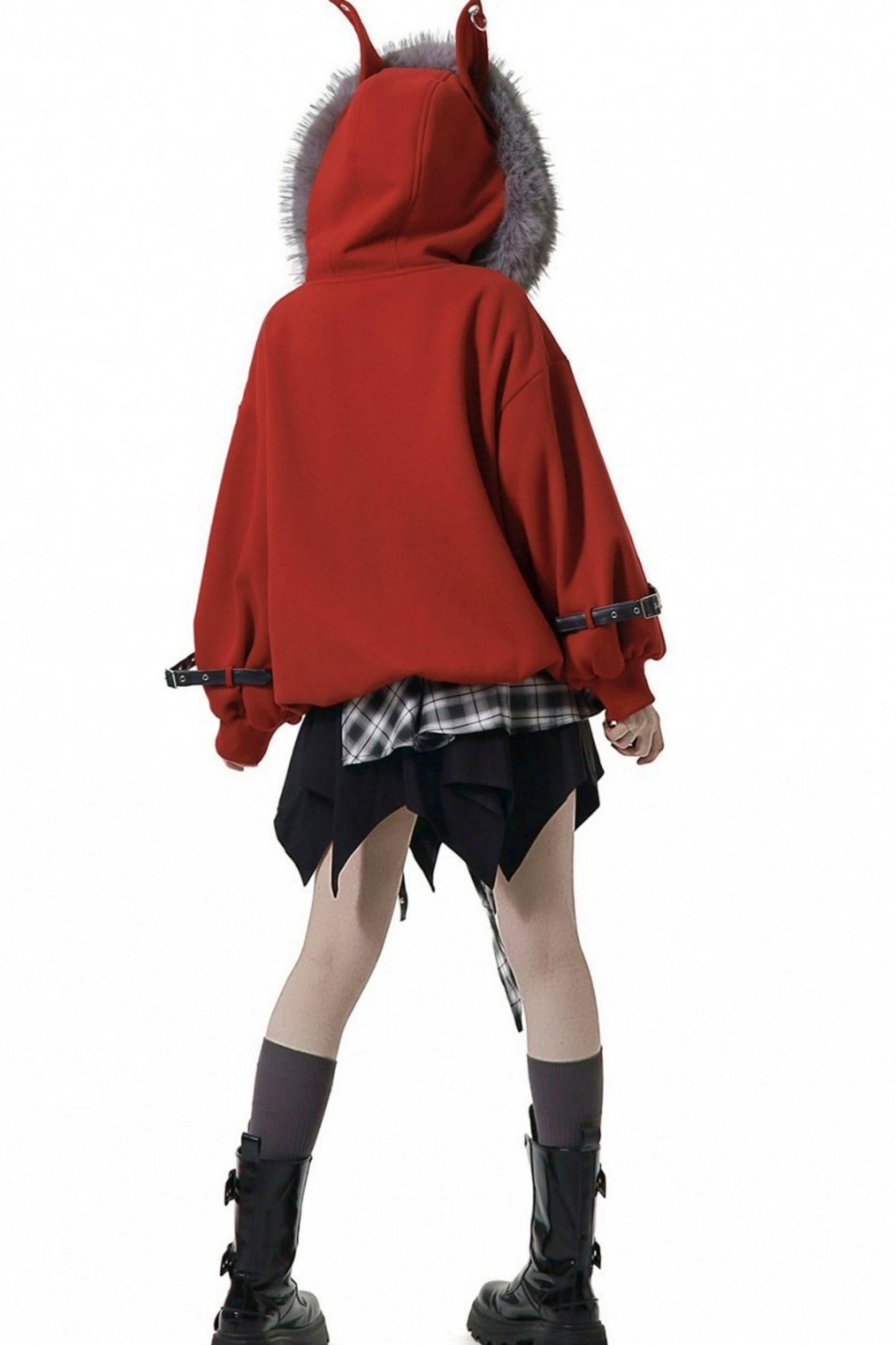 Red Fleece Jacket + Top + Skirt + Accessories