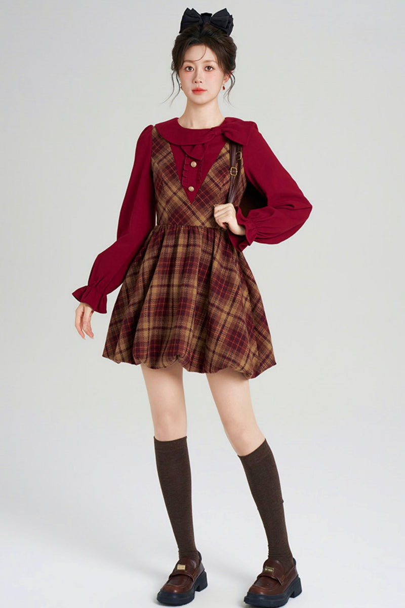 Retro Plaid Sweet Dress