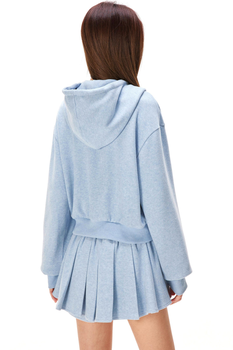 Zip-up Hoodie + Pleated Skirt