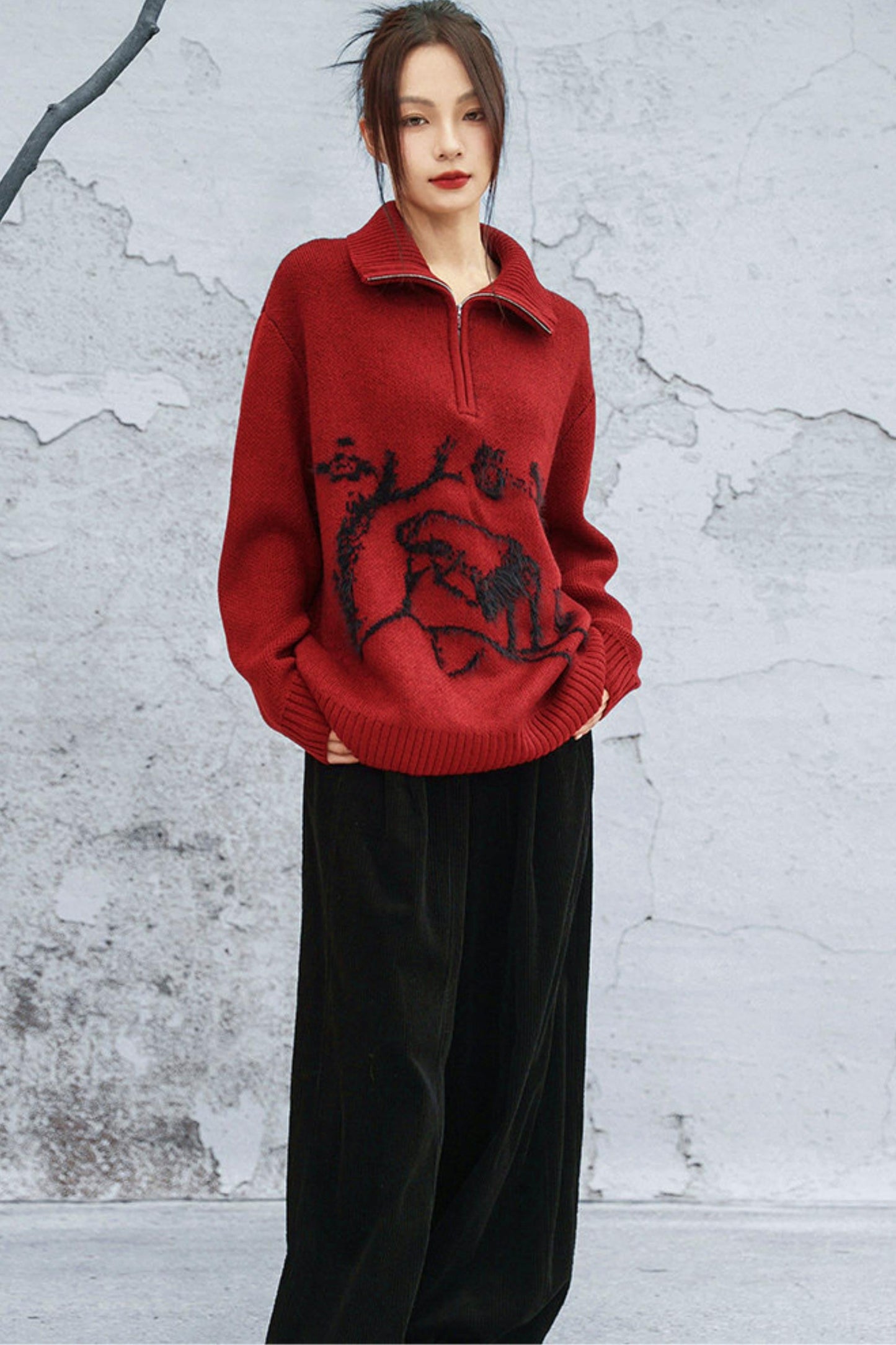 Maroon Zipper Sweater