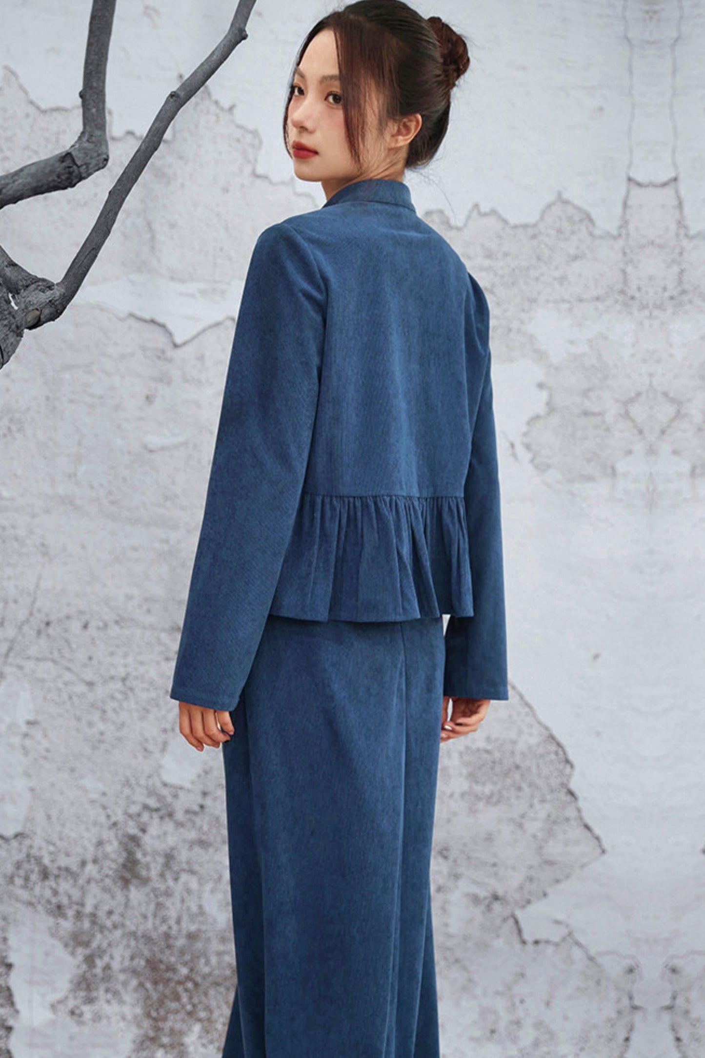 Chinese-style Flare Top + Slit Skirt