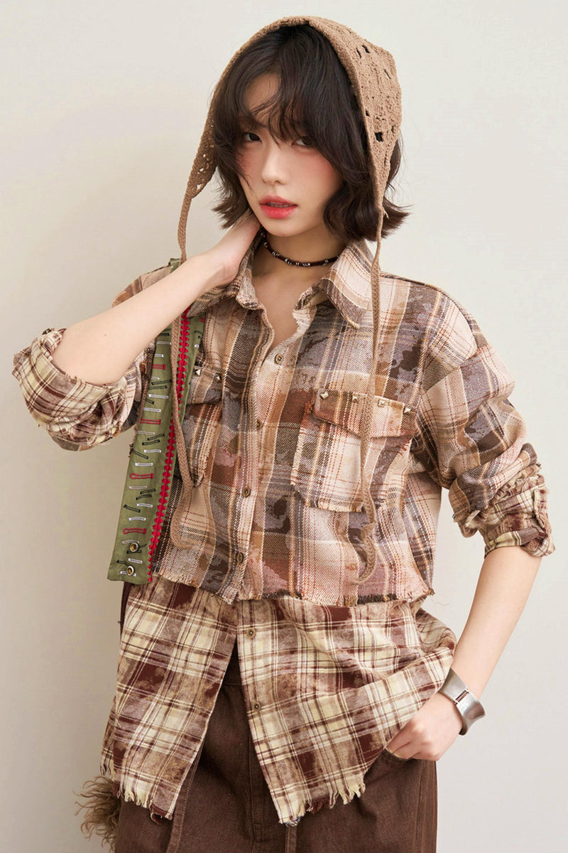 Hazelnut Latte Plaid Blouse