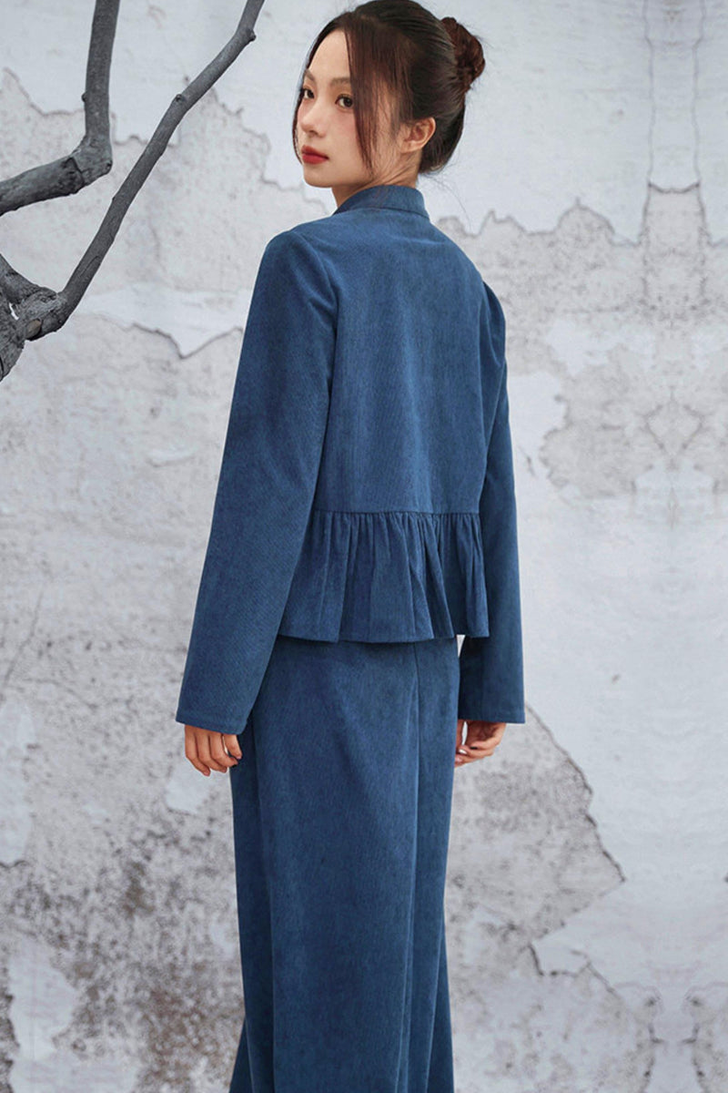 Chinese-style Flare Top + Slit Skirt