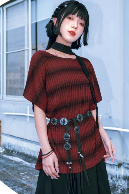 Striped Knit Batwing Sweater