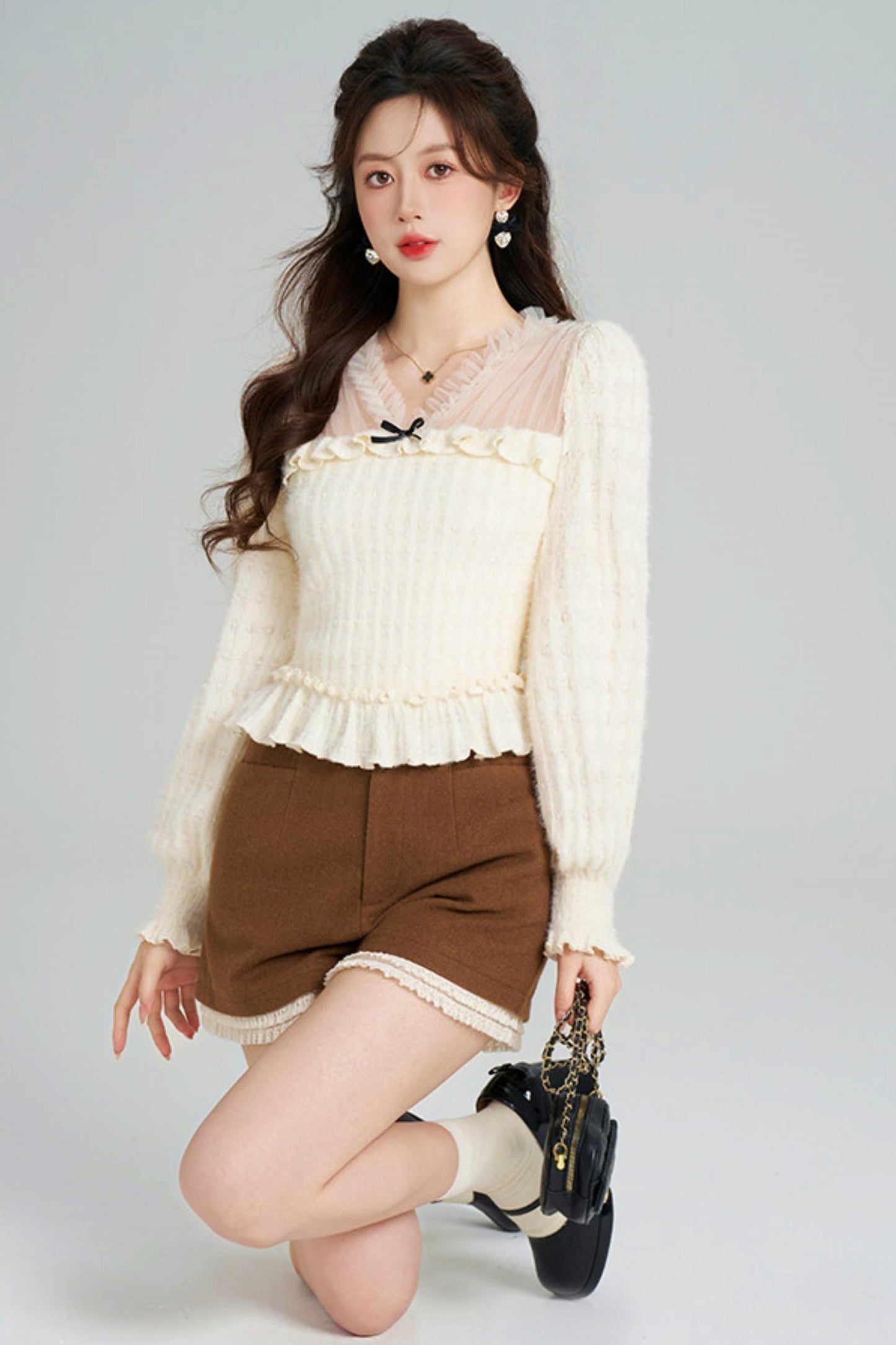 Unique Plush V-neck Blouse