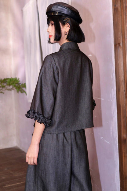 Retro Lace Embroidered Blouse + Pants