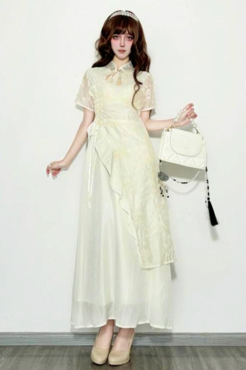 White Chinese-style Dress