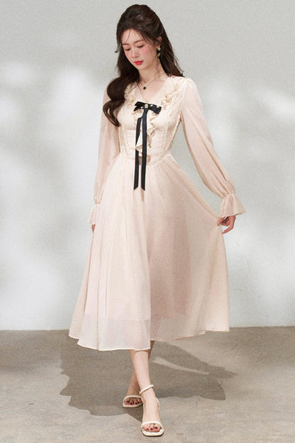 Ruffled V-neck Holiday Dress