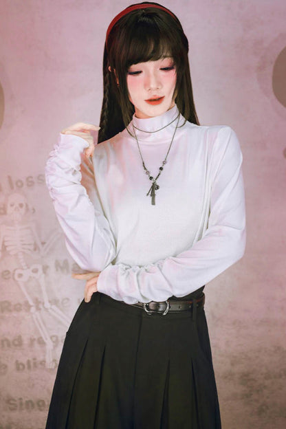 Bar Style Ruched High Neck Blouse