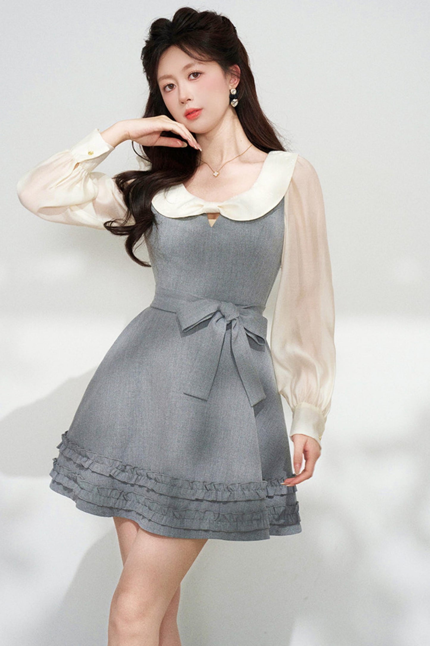 Faux Two Piece Grey Dress