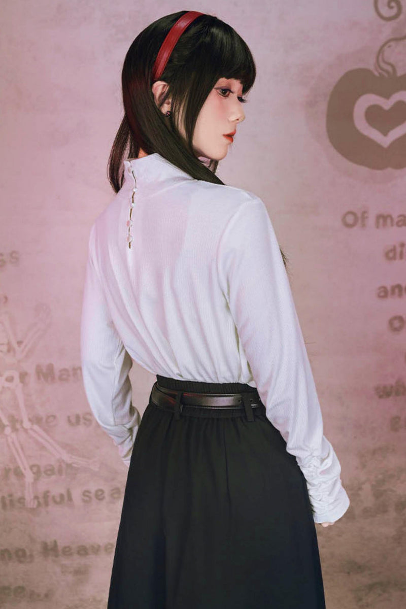 Bar Style Ruched High Neck Blouse