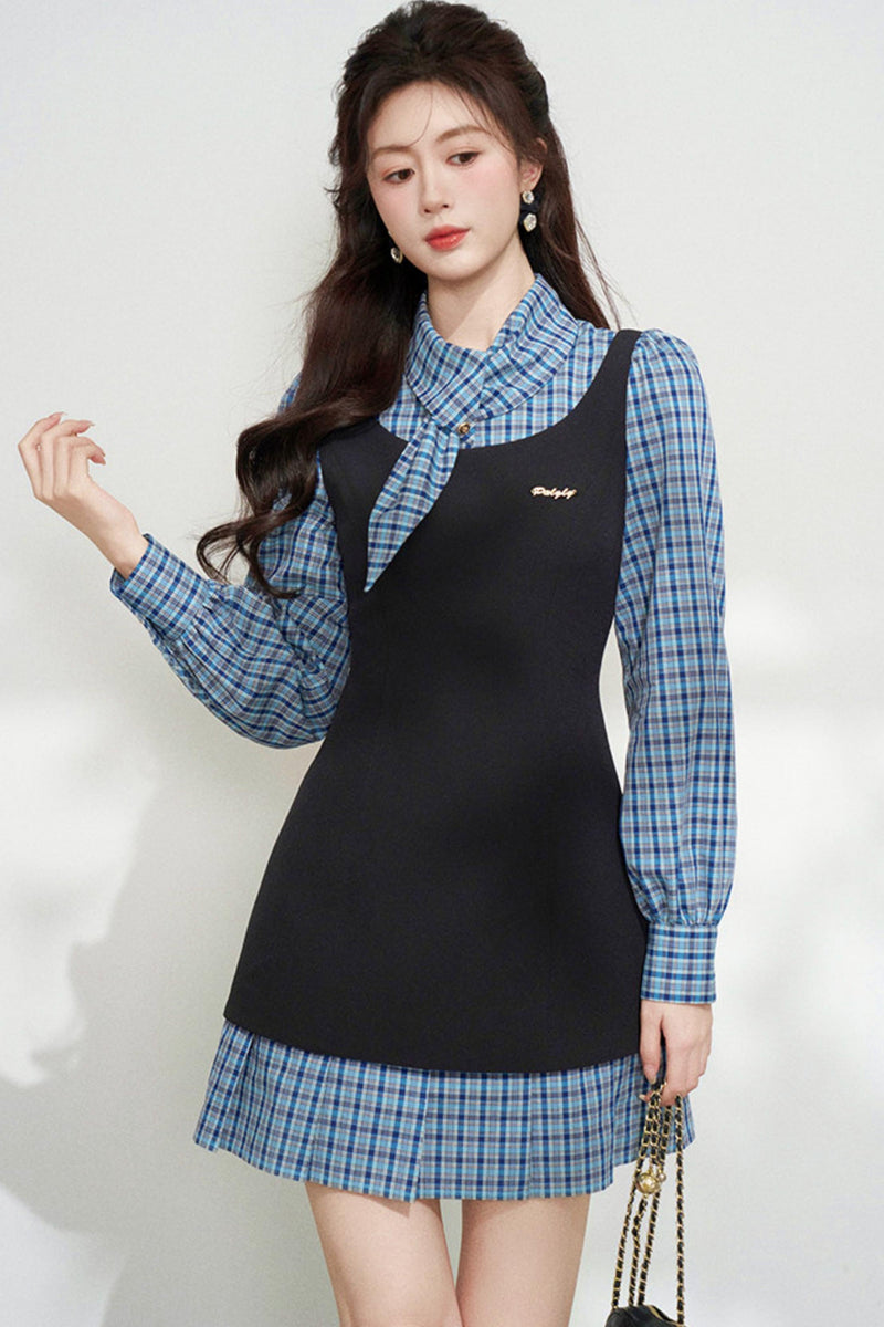 Plaid Patchwork Dress