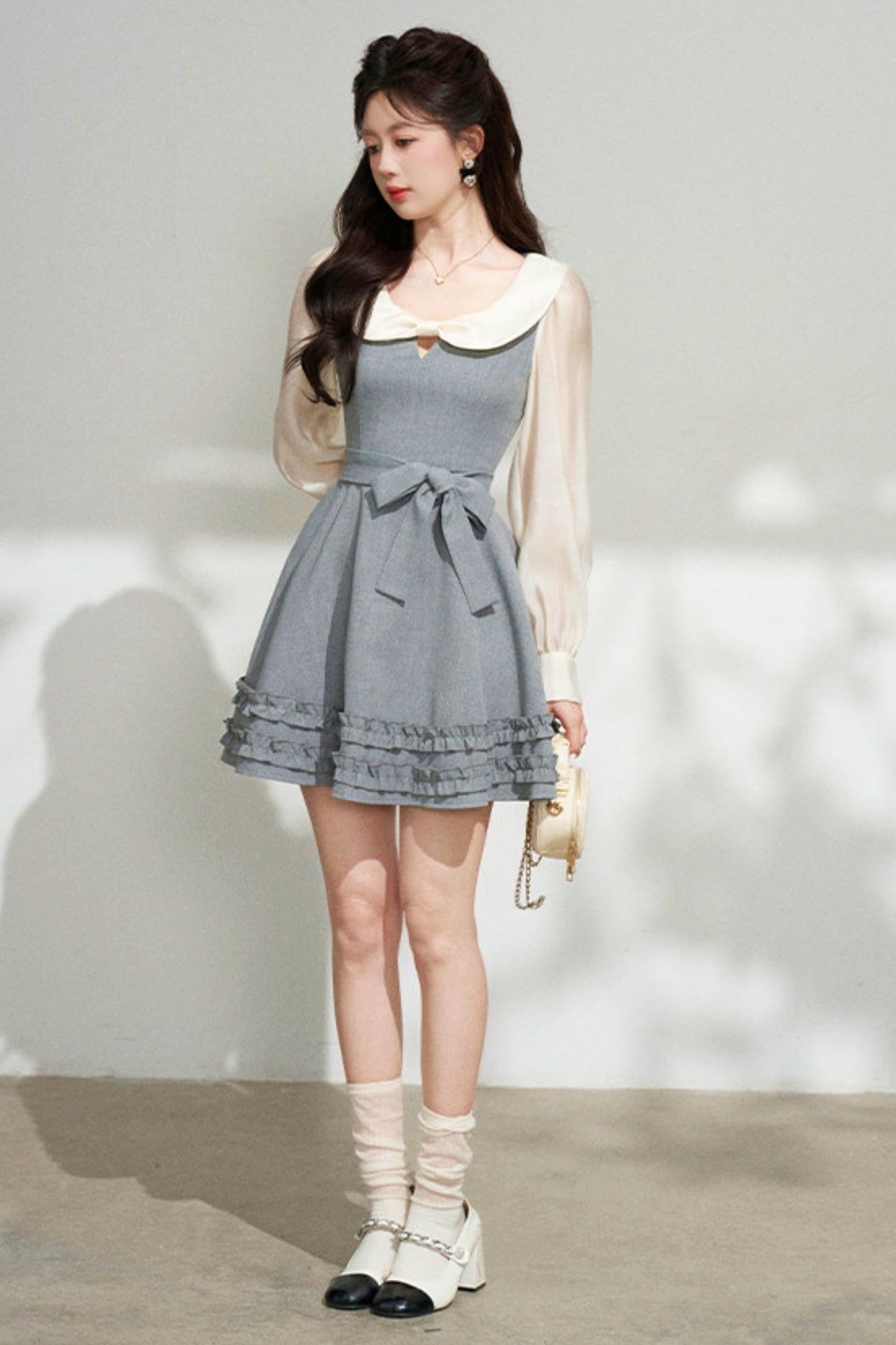 Faux Two Piece Grey Dress