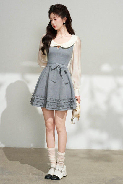Faux Two Piece Grey Dress