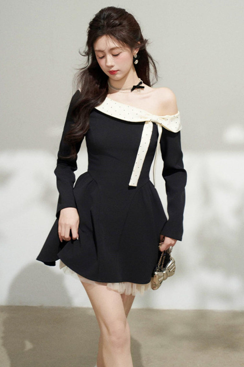 French Sweet Off Shoulder Dress