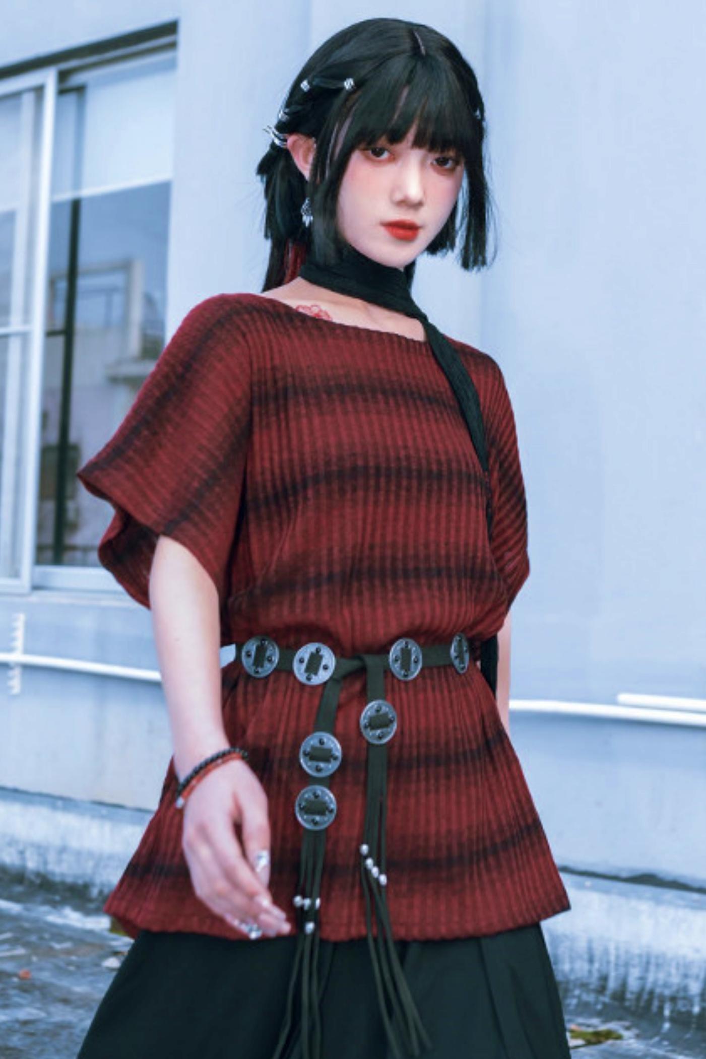 Striped Knit Batwing Sweater