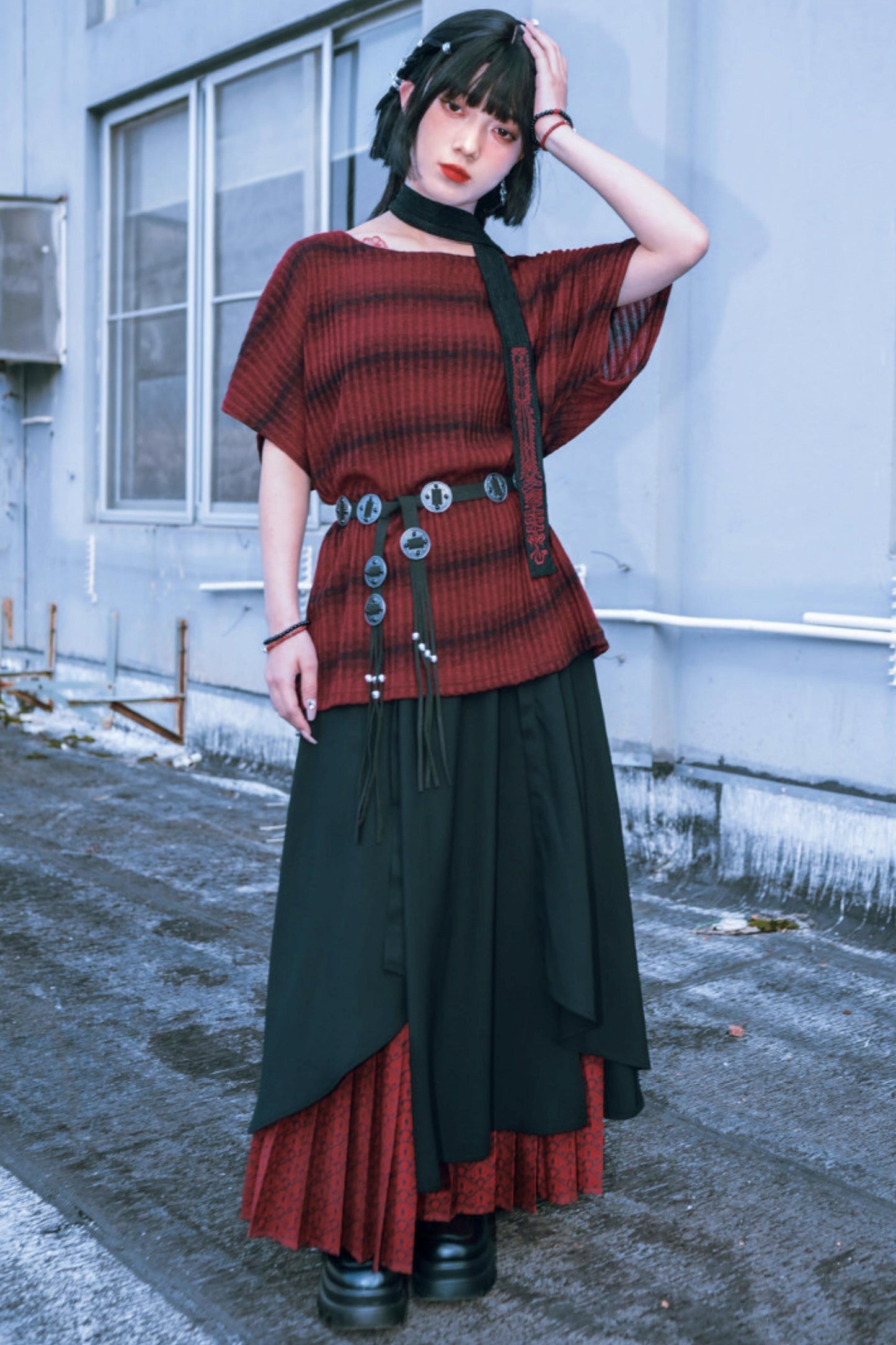 Striped Knit Batwing Sweater
