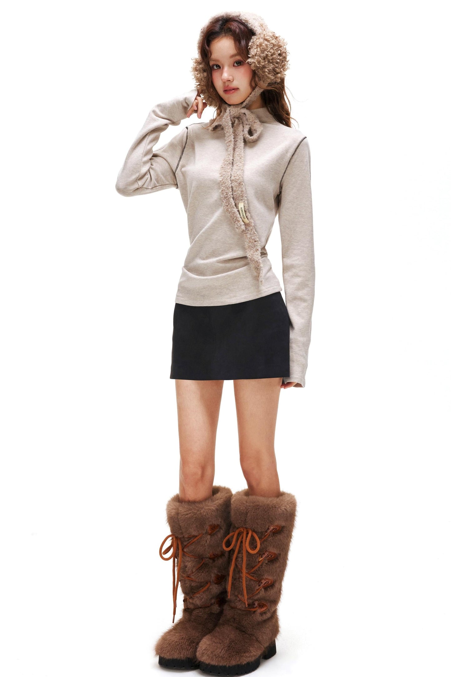 A-line Arm Turtleneck Tops