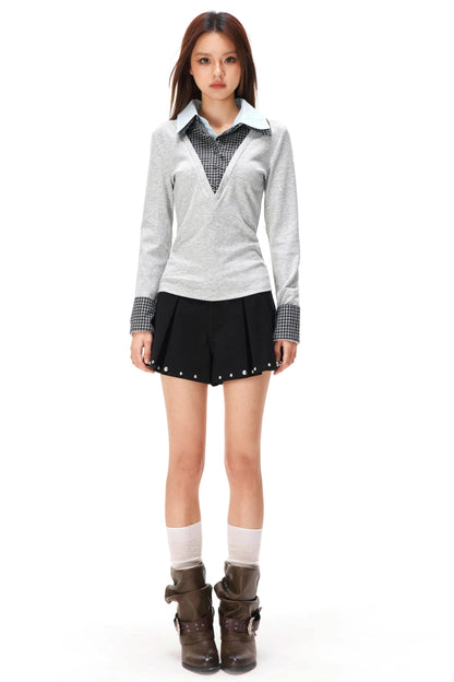 Retro Knit Patchwork Top