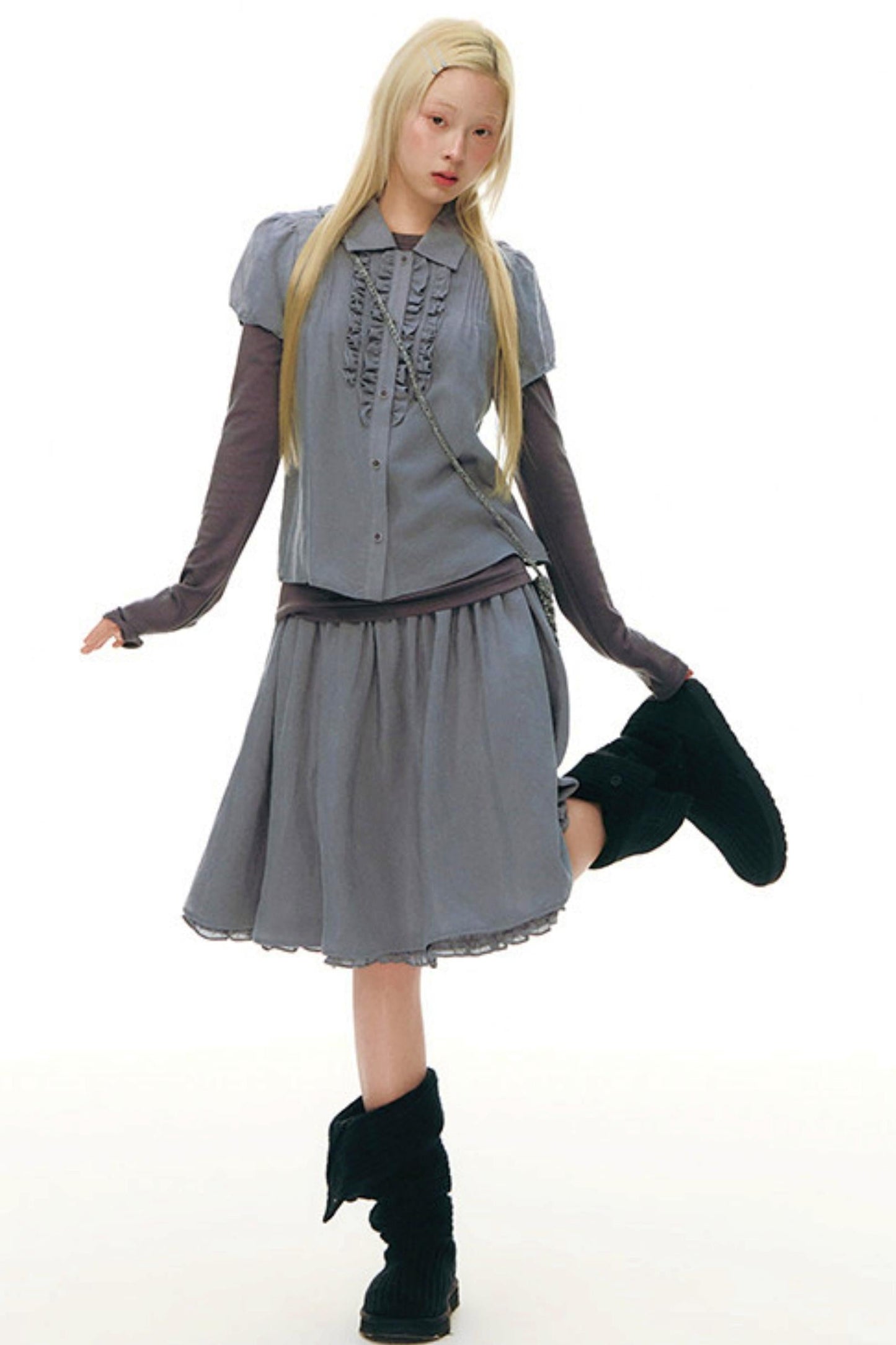 Lace Placket Top + Skirt