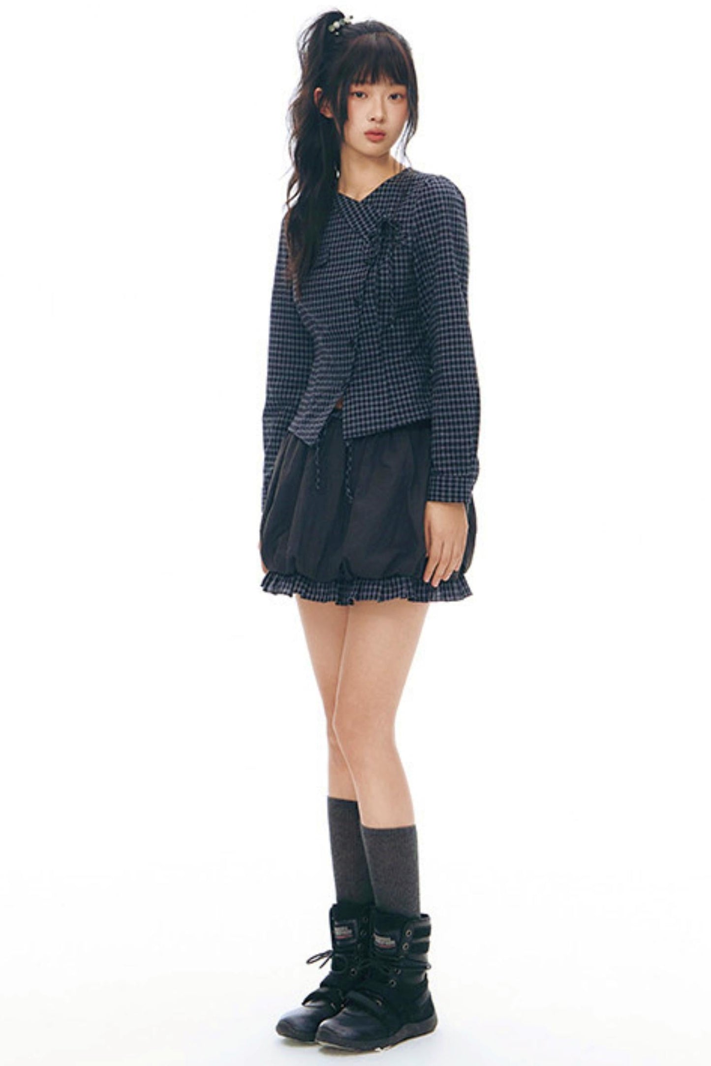 Y2k Small Checkered Shirt + Skirt