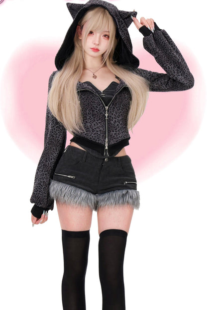 Cat Leopard Jacket + Tops + Pants