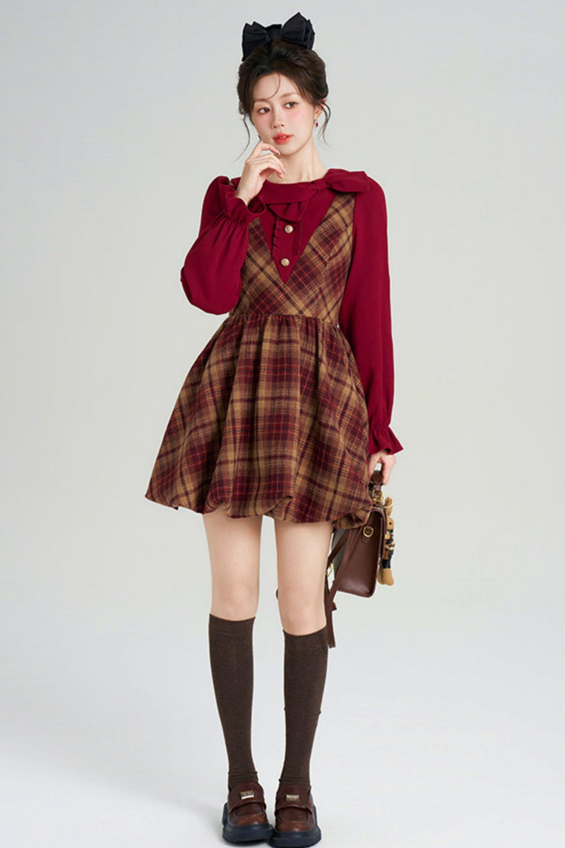 Retro Plaid Sweet Dress