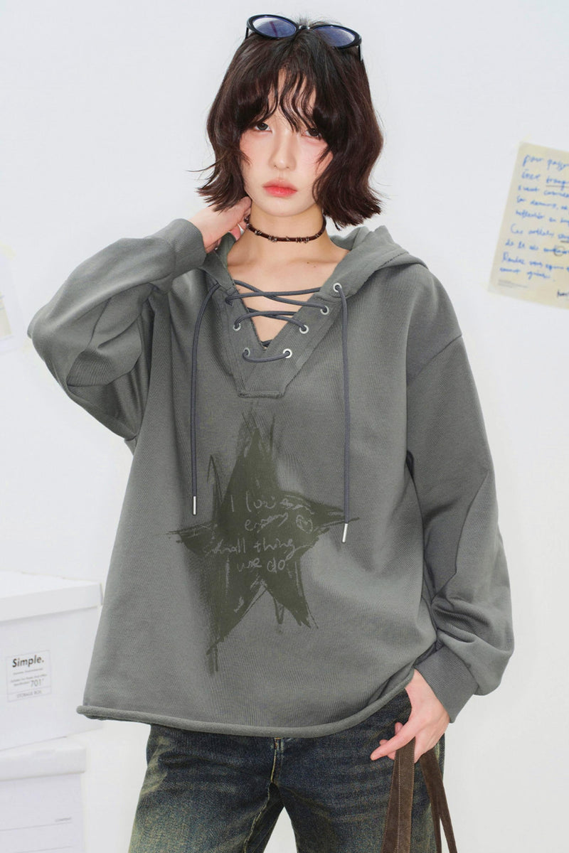 Mode Star Loose Hoodie Top