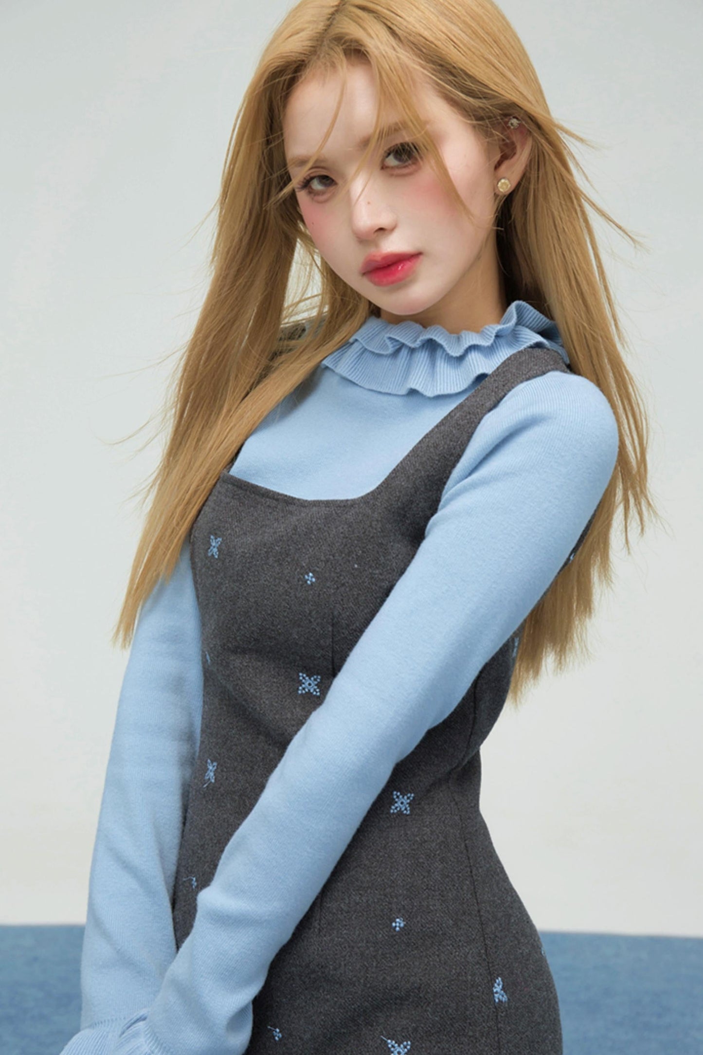 Star Blue Embroidered Cami Soul Dress