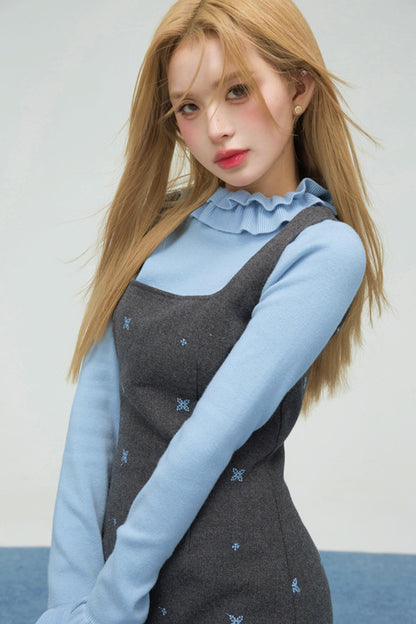 Star Blue Embroidered Cami Soul Dress