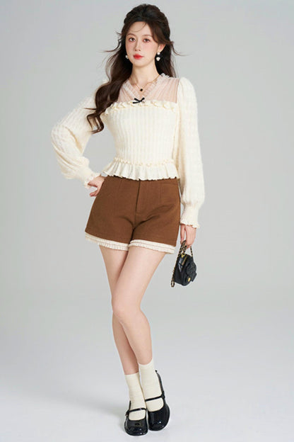 Unique Plush V-neck Blouse