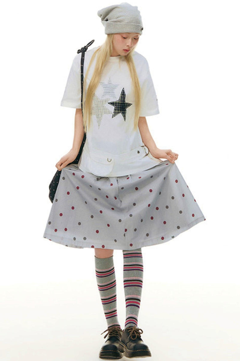 Star Patch Loose Y2k Top