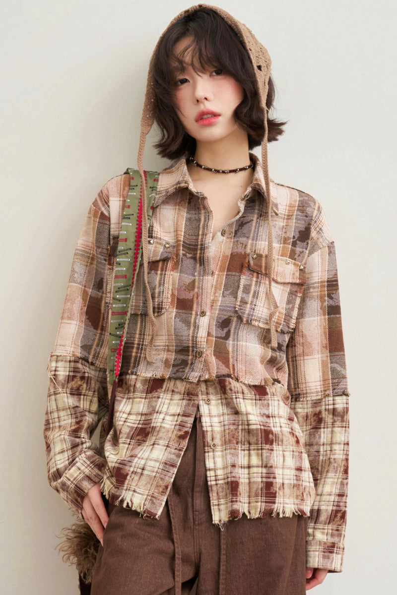 Hazelnut Latte Plaid Blouse