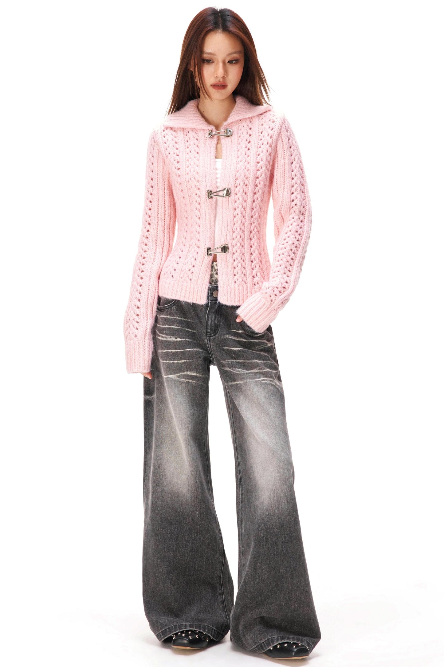 Y2k Hollow Out Knit Cardigan