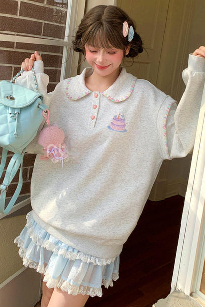 Doll Collar Loose Sweatshirt