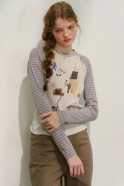 Striped Sleeve Retro Top