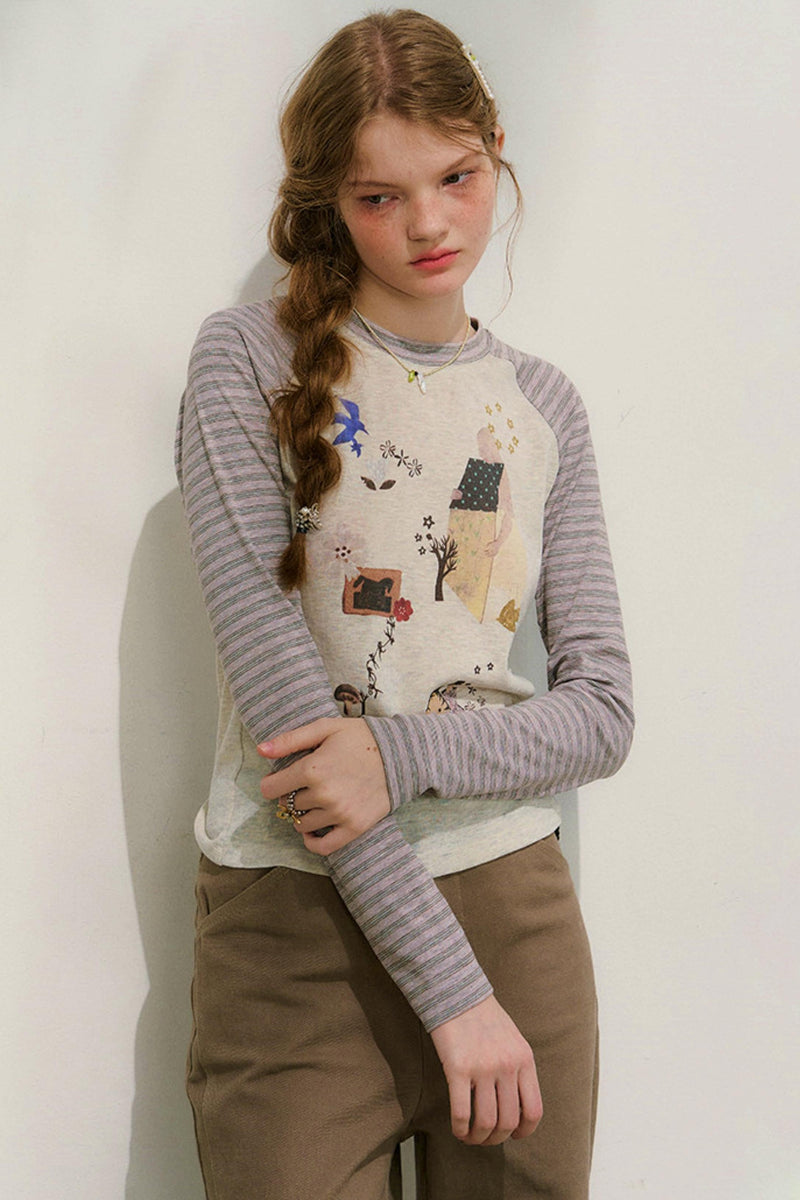 Striped Sleeve Retro Top
