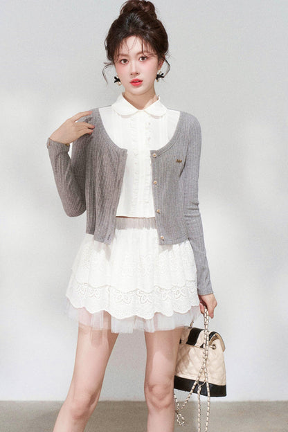 French Style Knit Cardigan + Skirt