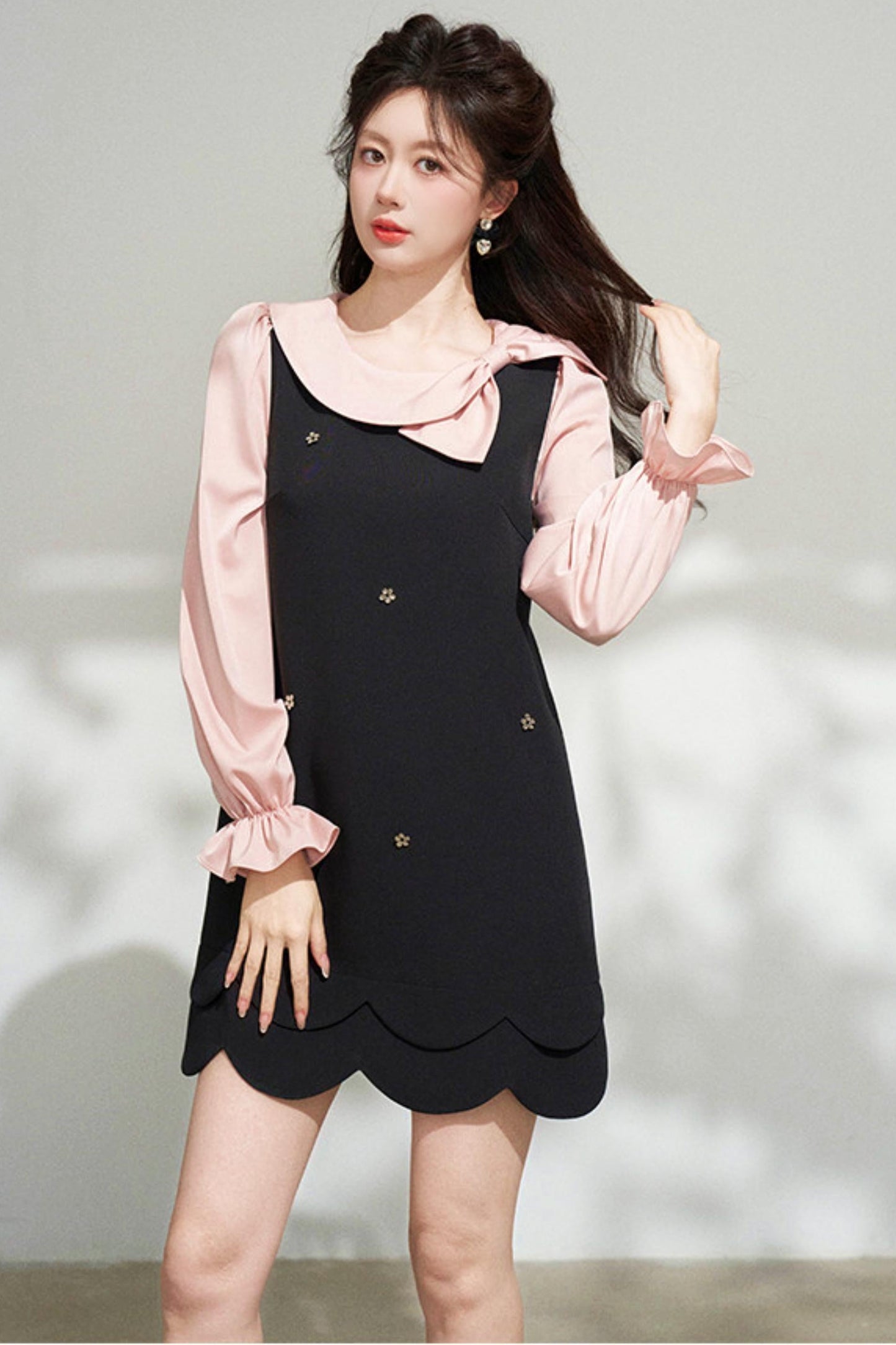 Black and Pink Patchwork Dress