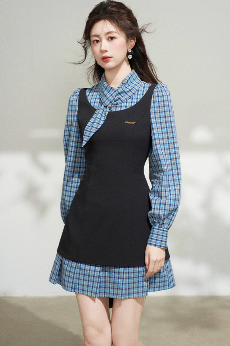 Plaid Patchwork Dress