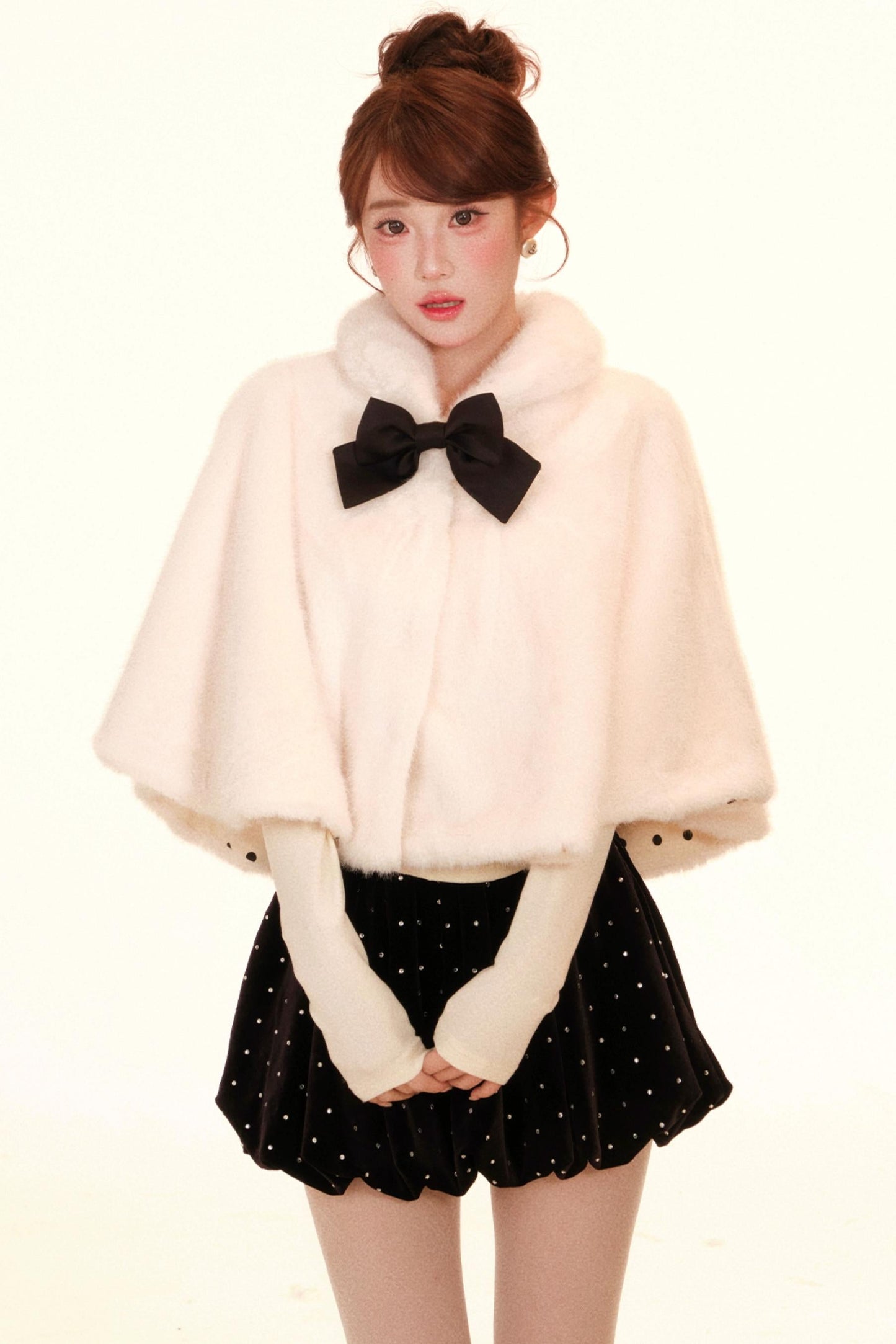 Polka Dot Faux Fur Cape + Skirt