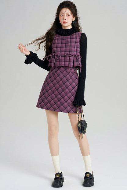 Check Vest Dress + Top